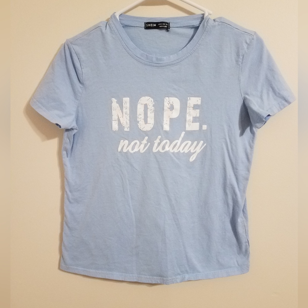 SHEIN Light Blue Graphic Tee